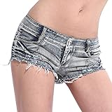 (オッサエプ)OASAP トレンディ ダメージ タイト ミニクラブ ローウエスト デニムショートパンツ