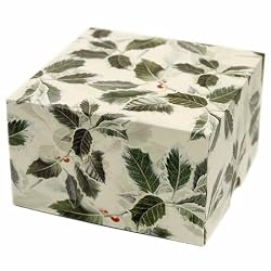 Vintage Holly - Set of 4 Two Piece Gift Boxes (5" x 5" x 3")