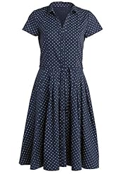 Plus Size A-line Pleated Belted Fall Full-Skirt Flared-Skirt Short Sleeves  Shirt  Dress