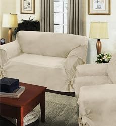 VILLA SUEDE Wrap Slip Chair Cover 35-42" arm to arm