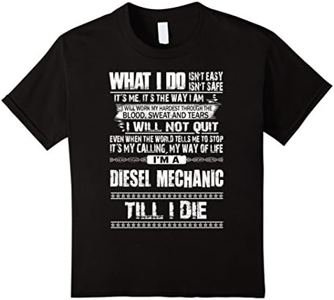 Kids Mechanic shirt- Diesel mechanic till i die 10 Black
