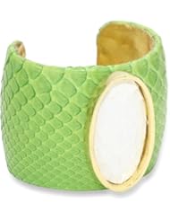 Ted Rossi "Palm Beach Chic" Python Metal Oval Cuff Bracelet