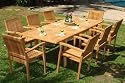 New 9 Pc Luxurious Grade-A Teak Dining Set -94" Rectangle Table And 8 Stacking Arm Chairs [Model:LB4]