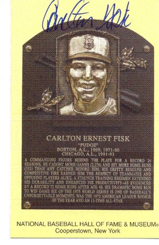Carlton Fisk Autographed/Hand Signed Hall Of Fame Gold Plaque