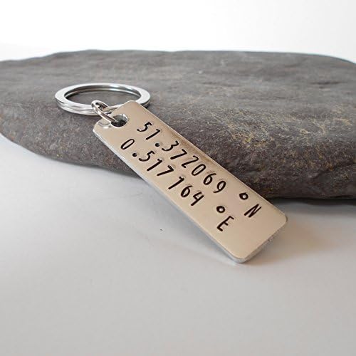 Custom Hand-Stamped Co-ordinates Aluminium Keychain