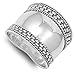 Sterling Silver Woman's Simple Bali Wide Ring Unique 925 Band 18mm Sizes 6-10