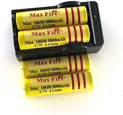 4Pcs 3.7V 18650 5000mah Rechargeable Lithium Battery with 18650 battery Charger Yellow(four battery*charger)