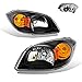 SPPC Headlights Black Assembly for Chevy Cobalt 2/4 Door (Base, Ls, Lt, Ltz Model)- (Pair) Driver Left and Passenger Right Side Replacement Headlamp