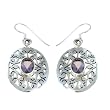 Sterling Silver Amethyst Gemstone Jeweley Dangle Earrings1.5 inches