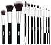 JPNK Synthetic Makeup Brush Set Cosmetics Foundation Blending Blush Eyeliner Face Powder Brush Makeup Brush Kit (12pcs, Silver Black)
