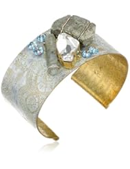 Mercedes Salazar "Fiesta" Handmade Bronze White Cuff Bracelet, 6"