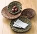 Set/ 2 Shallow Round Willow Baskets Mahogany