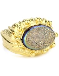 Devon Leigh "Natures Wonders" Aqua Drusy 18k Gold Dipped Ring, Size 7