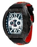 Adee Kaye #AK7230-MIPB Black IP Men's Oversized Big Numerals Leather Band Chronograph Watch