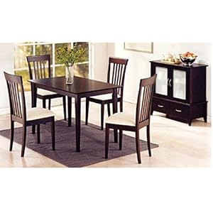 Cappuccino Finish Wood Dinette Set 1 Table + 4 Chairs