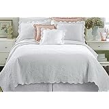 4pc Floral White Cotton Matelasse King Coverlet Set by Jaden Matelasse