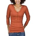 Mossimo Supply Co. Juniors V-Neck Henley Top - Orange Berry