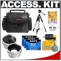Deluxe Accessory Kit with Carrying Case + 2x Telephoto Lens + 0.5x Wide Angle Lens + Mini DV Cassette 3-Pack + Tripod for Compact High-Definition Mini DV Camcorders including: Canon ZR900, ZR930, ZR950, Sony DCR-VX2100, HDR-FX1000, JVC GR-D870 and Samsung DC-D381