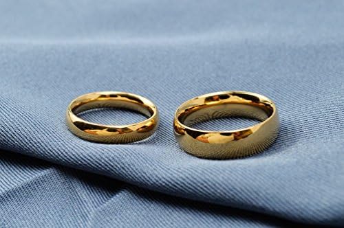 Jewelryfinds New Golden Couple Glossy Titanium Steel Polishing Rings Formula Christmas Gifts