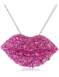 Betsey Johnson "Girlie" Crystal Lips Pendant Necklace, 21"