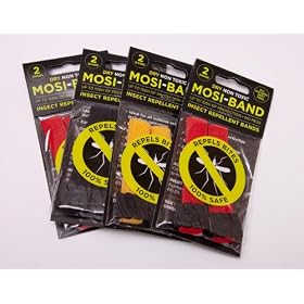 4 PACKS Mosiband Insect Repellent Wrist/Ankle Bands =4 Pairs (NTRL)