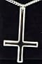 Inverted Polished Unholy Cross Necklace Black Metal Occult
