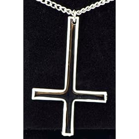 Inverted Polished Unholy Cross Necklace Black Metal Occult