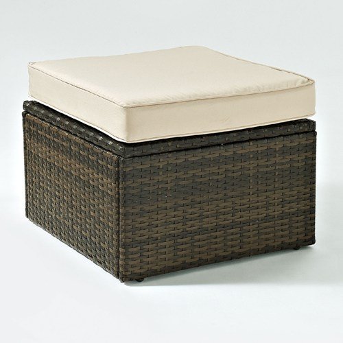 Crosley CO7105-BR Palm Harbor Outdoor Wicker Ottoman, Brown