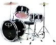 GP50 3-Piece Junior Child/Kids Drum Set with Sticks - Black (for 3 to 8 yrs)