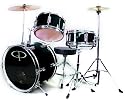GP50 3-Piece Junior Child/Kids Drum Set with Sticks - Black (for 3 to 8 yrs)