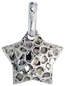 Sterling Silver Hammered Finished Convex Star Pendant, Antiqued Color 11/16" (18mm) tall