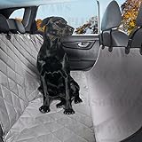 Pet Seat Cover with Seat Anchors - Waterproof - Hammock - Side Flaps - Non-slip Silicone Backing Bonus Pair of Best Harness and Seat Belt for Cars, Trucks, Suv's and Vehicles Lifetime Warranty - Grey