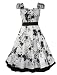 50's Vintage Tea Prom Dress Floral White & Black