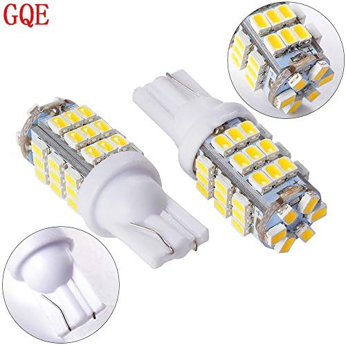 GQE Car LED Lamp Bulb T10 42SMD 3528 Wedge 6000K Door Side Marker Turn Signal Corner Parking Indicator Light W5W 194 147 12V(White,Pack of 6)