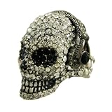 Rhinestone Encrusted DJ Skull Stretch Ring Headphones