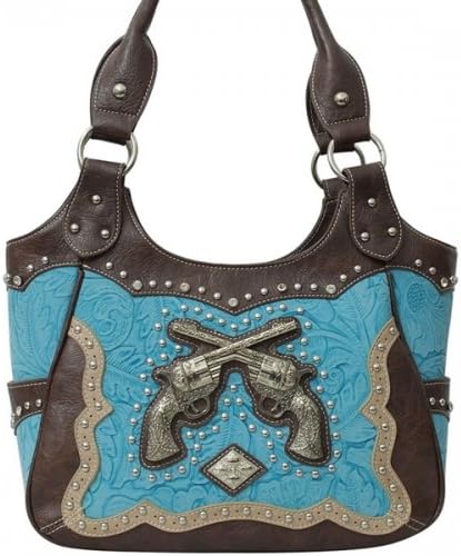 Concealed Carry Crossed Guns Western Handbag PURSE - TURQUOISE