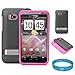 (Grey & Hot Pink) Vertex Duo Protector Case with Screen Protector for Verizon Wireless HTC Thunderbolt 4G Android Smartphone + SumacLife TM Wisdom*Courage Wristband