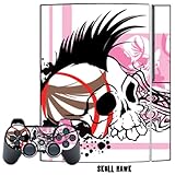 Skin Decal Cover for Playstation 3 Console + two PS3 Controllers - Skull Ha ....