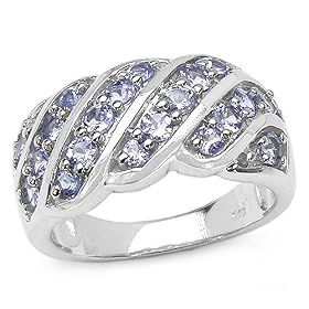 1.20 Carat Genuine Tanzanite .925 Silver Ring by JewelzDirect