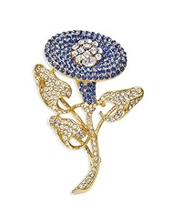 Simulated Sapphire & Crystal Brooch