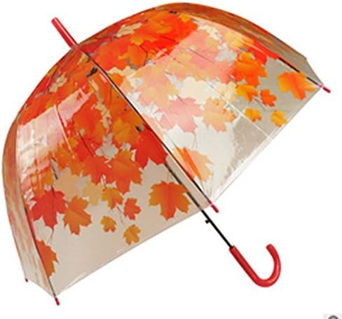 Fb the maple leaf is the green colored transparent PVC long handle umbrella ( orange)