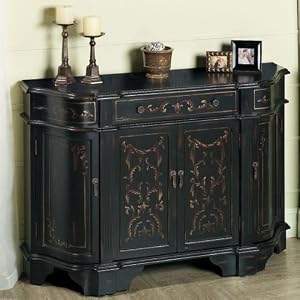 Hand painted Credenza, FOUR-DOOR, ANT. BLACK CPPR by Home Decorators Collection