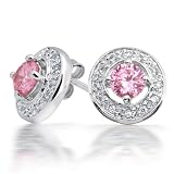 Bling Jewelry Think Pink! Sterling Silver Pink CZ Round Stud Earrings