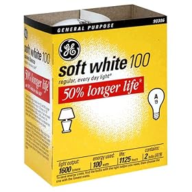 GE 90306- 100A/W/LL A19 Light Bulb - 2 pack