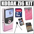 Kodak Zi6 Pocket HD Camcorder (Pink) + 8GB Accessory Kit
