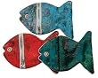 Chinese brocade fish zippered pouch - assorted colors, set 3
