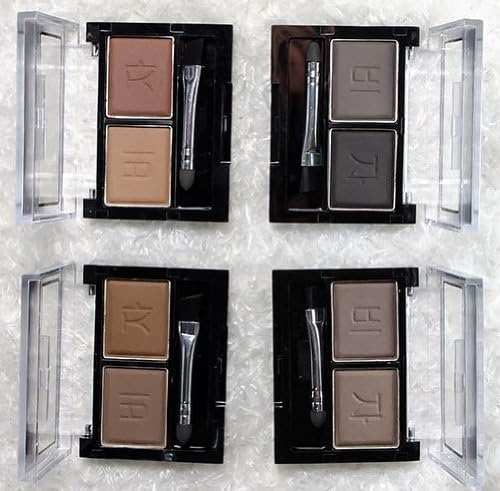 Compact Eyebrow or Eyeshadow Powder 2 Shade Palette Kit (2 x 4.5g) With Brush- 4 Colours Available (3. Light Medium)