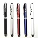 Stylus Pen [5 Pcs], Multi-Function Universal Touch Screen Stylus + Ballpoint Pen + LED Flashlight For Smartphone/Tablets iPad iPhone Samsung etc [Black + Silver + White + Red + Blue] + 5 Extra Battery