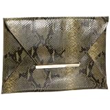 BCBGMAXAZRIA Shiny Python-Embossed Envelope Cl