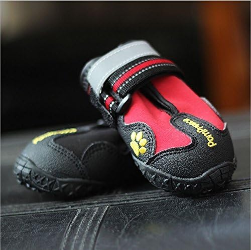 Pet Labs Waterproof Dog Shoes High Quality Anti-Slip Rubber Sole (3, Red)